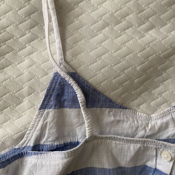 GIRLS Mango Linen Blue & White Romper - Picture 10 of 11